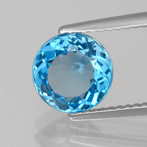 Topaze bleue naturelle coupe roude, 2,07 ct, VS
