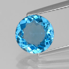 Topaze bleue naturelle coupe roude, 2,14 ct, VVS-VS