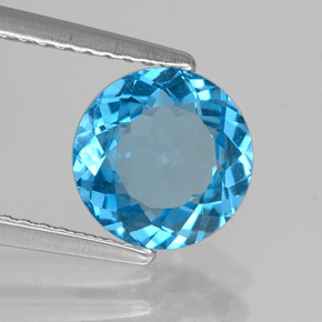 Topaze bleue naturelle coupe roude, 2,14 ct, VVS-VS