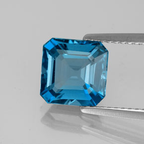 Topaze bleue naturelle taille émeraude, 2,67 ct, VS
