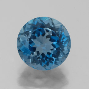 Topaze bleue naturelle coupe roude, 2,63 ct, VVS