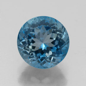 Topaze bleue naturelle coupe roude, 2,85 ct, VVS-VS