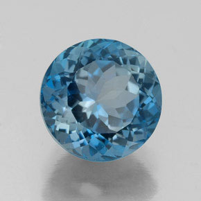 Topaze bleue naturelle coupe roude, 2,85 ct, VVS-VS