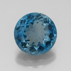 Topaze bleue naturelle coupe roude, 3,15 ct, VVS