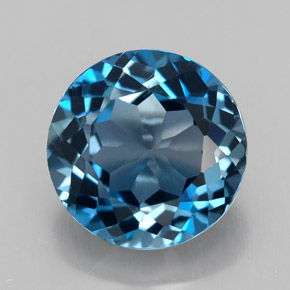 Topaze bleue naturelle coupe roude, 3,38 ct, VVS-VS