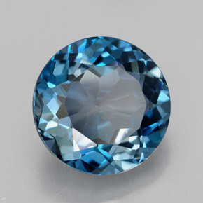 Topaze bleue naturelle coupe roude, 3,38 ct, VVS-VS