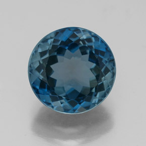 Topaze bleue naturelle coupe roude, 3,36 ct, VS