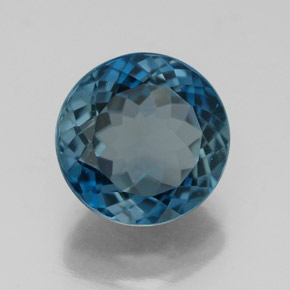 Topaze bleue naturelle coupe roude, 3,36 ct, VS