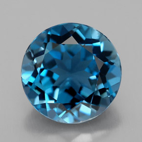 Topaze bleue naturelle coupe roude, 3,44 ct, VS