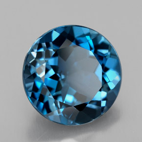 Topaze bleue naturelle coupe roude, 3,44 ct, VS