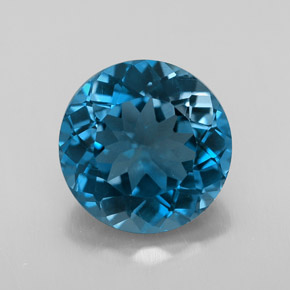 Topaze bleue naturelle coupe roude, 3,25 ct, VVS-VS
