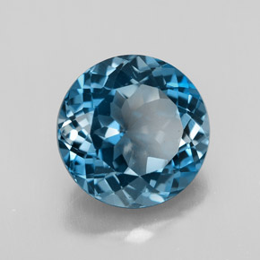 Topaze bleue naturelle coupe roude, 3,43 ct, VVS-VS