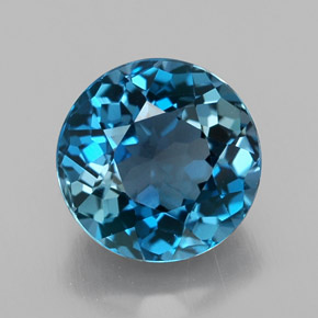 Topaze bleue naturelle coupe roude, 3,26 ct, VVS