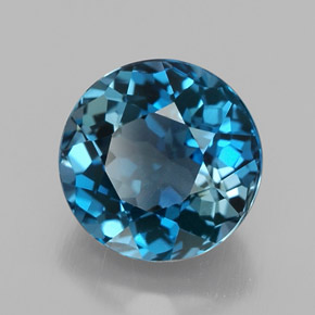 Topaze bleue naturelle coupe roude, 3,26 ct, VVS