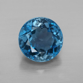 Topaze bleue naturelle coupe roude, 3,49 ct, VVS
