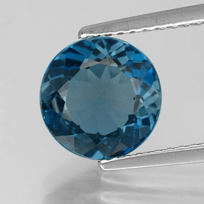 Topaze bleue naturelle coupe roude, 2,53 ct, VS