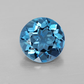 Topaze bleue naturelle coupe roude, 3,12 ct, VS-SI