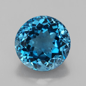 Topaze bleue naturelle coupe roude, 3,32 ct, VVS