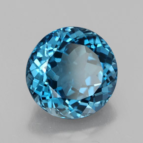 Topaze bleue naturelle coupe roude, 3,32 ct, VVS