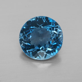 Topaze bleue naturelle coupe roude, 3,20 ct, VVS-VS
