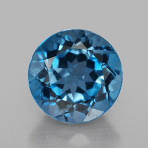 Topaze bleue naturelle coupe roude, 3,57 ct, VS-SI