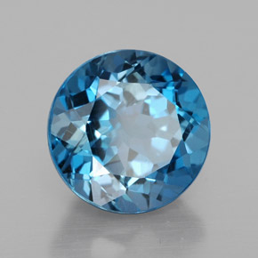 Topaze bleue naturelle coupe roude, 3,57 ct, VS-SI