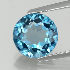 Topaze bleue naturelle coupe roude, 2,58 ct, VVS