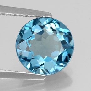 Topaze bleue naturelle coupe roude, 2,58 ct, VVS