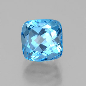 Topaze bleue naturelle coupe coussin, 2,67 ct, VVS