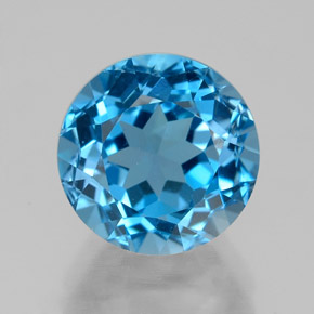 Topaze bleue naturelle coupe roude, 4,14 ct, VVS