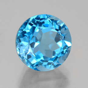 Topaze bleue naturelle coupe roude, 4,14 ct, VVS