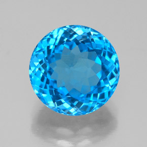 Topaze bleue naturelle coupe roude, 3,72 ct, SI