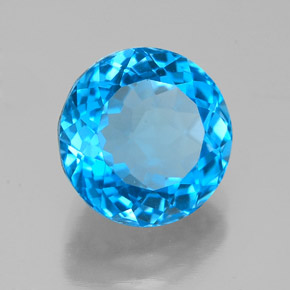 Topaze bleue naturelle coupe roude, 3,72 ct, SI