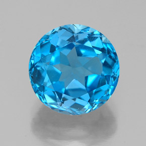 Topaze bleue naturelle coupe roude, 3,90 ct, VVS