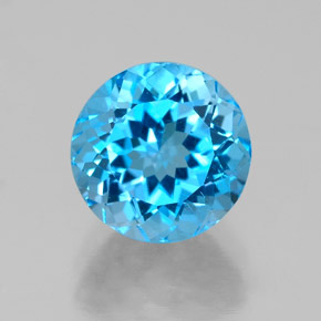 Topaze bleue naturelle coupe roude, 2,92 ct, VS
