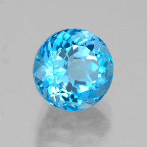 Topaze bleue naturelle coupe roude, 2,92 ct, VS