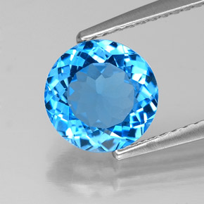 Topaze bleue naturelle coupe roude, 2,16 ct, VVS-VS