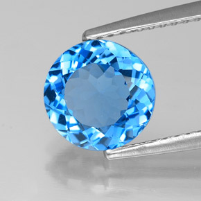 Topaze bleue naturelle coupe roude, 2,16 ct, VVS-VS