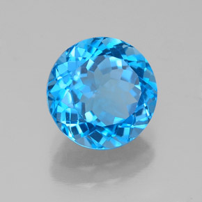 Topaze bleue naturelle coupe roude, 2,54 ct, VS