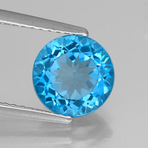 Topaze bleue naturelle coupe roude, 2,22 ct, VVS-VS