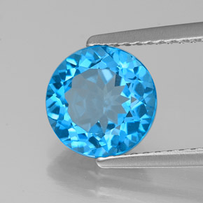 Topaze bleue naturelle coupe roude, 2,22 ct, VVS-VS