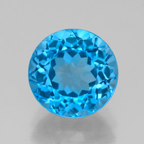 Topaze bleue naturelle coupe roude, 3,50 ct, VS