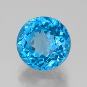 Topaze bleue naturelle coupe roude, 3,50 ct, VS