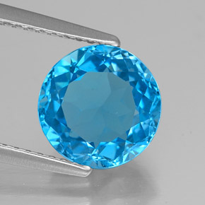 Topaze bleue naturelle coupe roude, 2,90 ct, VVS
