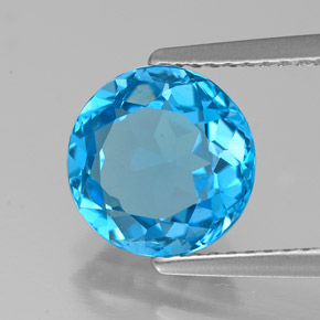 Topaze bleue naturelle coupe roude, 2,90 ct, VVS