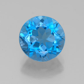 Topaze bleue naturelle coupe roude, 2,28 ct, VVS
