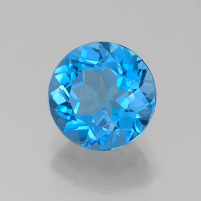 Topaze bleue naturelle coupe roude, 2,28 ct, VVS