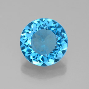 Topaze bleue naturelle coupe roude, 2,07 ct, VS-SI