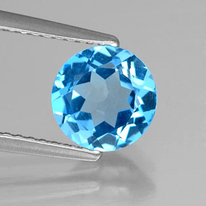Topaze bleue naturelle coupe roude, 1,57 ct, VS