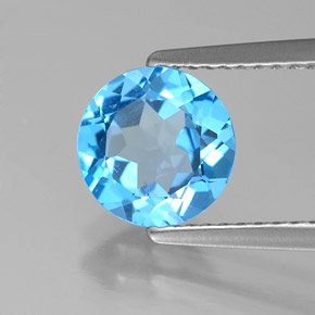 Topaze bleue naturelle coupe roude, 1,57 ct, VS